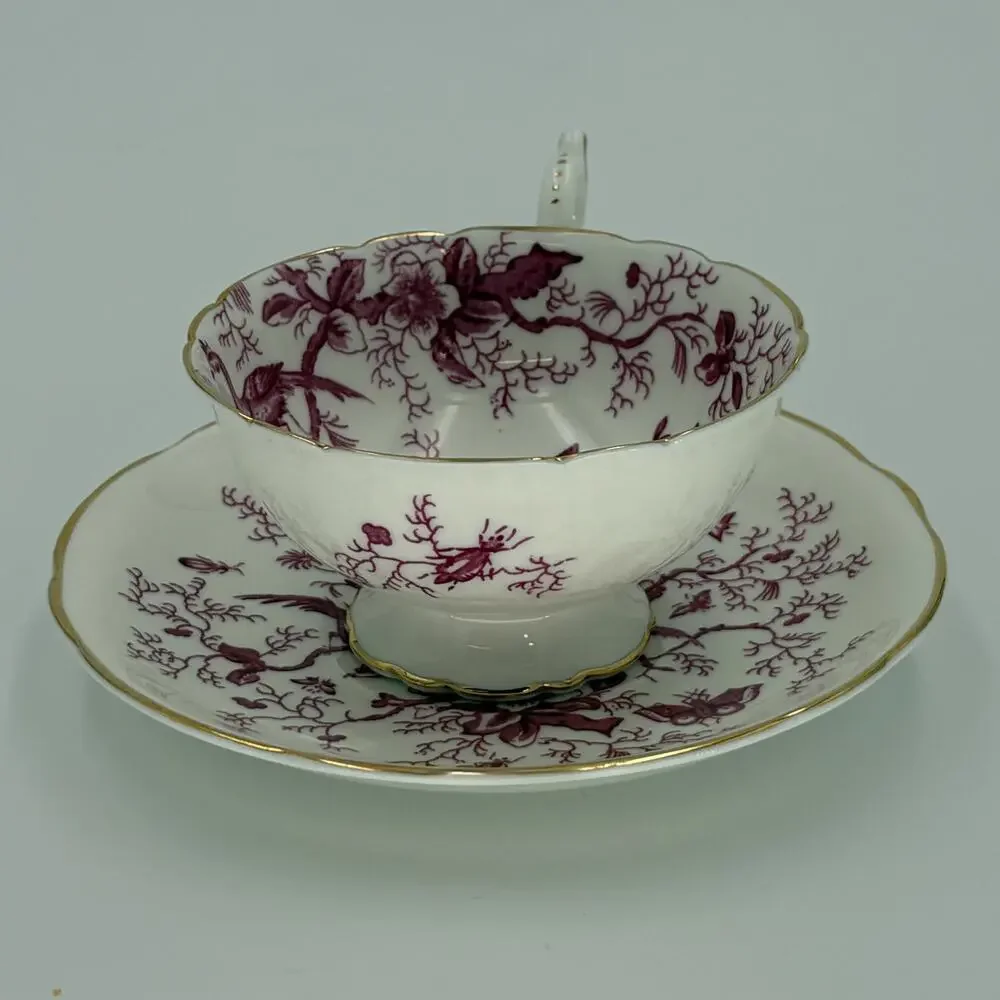 Vintage Coalport Cairo Pink Bone China Teacup and Saucer Set England
